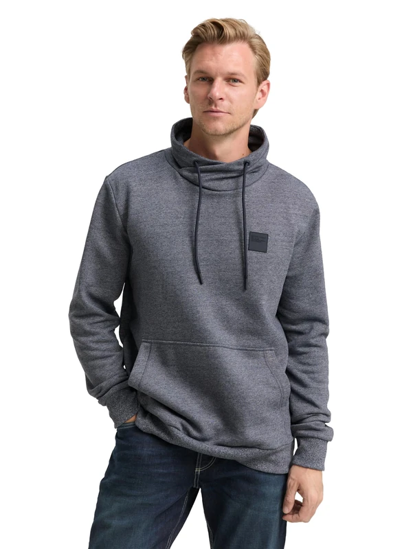 TOM TAILOR Men's 1047805 Sweatshirt, 19932-Navy Grindle Structure, XL