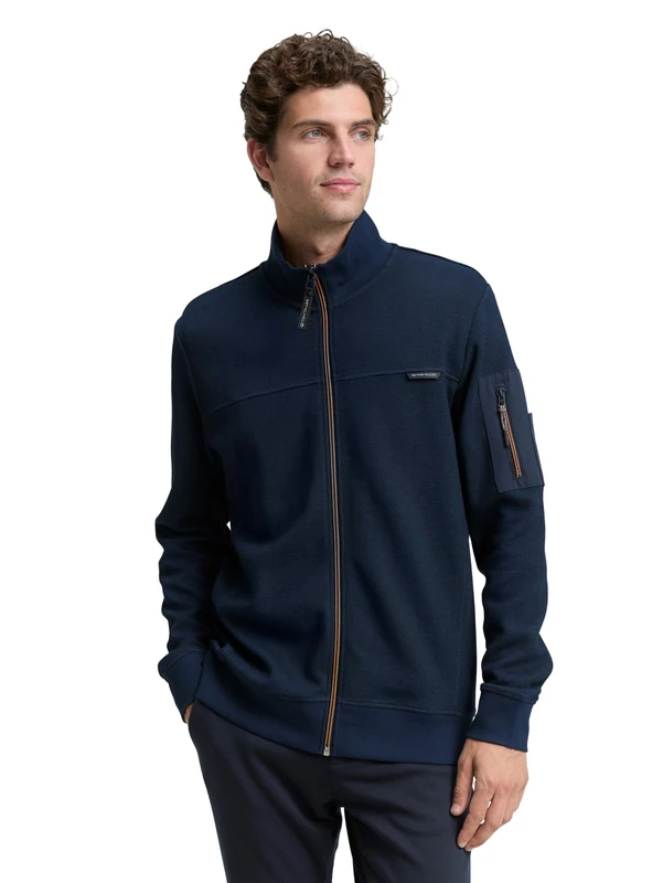 TOM TAILOR Men's 1049408 Sweat Jacket, 10668-Sky Captain Blue, S - Image 1