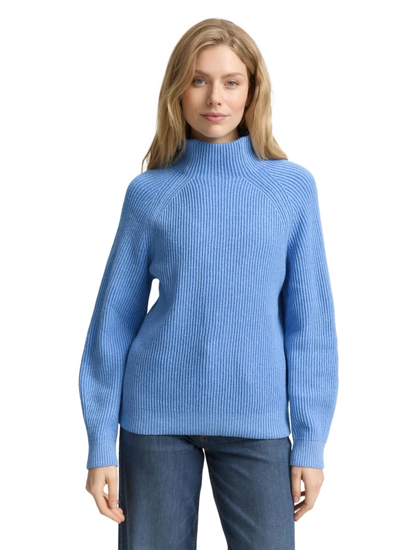 TOM TAILOR Women's Jumper, 38708 - Light Blue Knit Structure, L