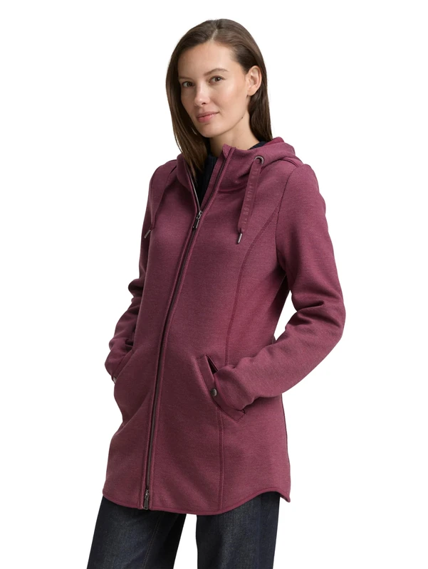TOM TAILOR Women's 1044413 Sweat Jacket, 38901-Bordeaux Twill Structure, 3XL