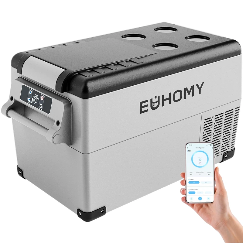 EUHOMY 30.6L Portable Compressor Fridge - 12V/24V DC & 100-240V AC Car Refrigerator with App Control &LCD Panel | Fast Cooling (-20°C~20°C) | Energy-Efficient 45W | for Camping, Trucks, Home & Travel