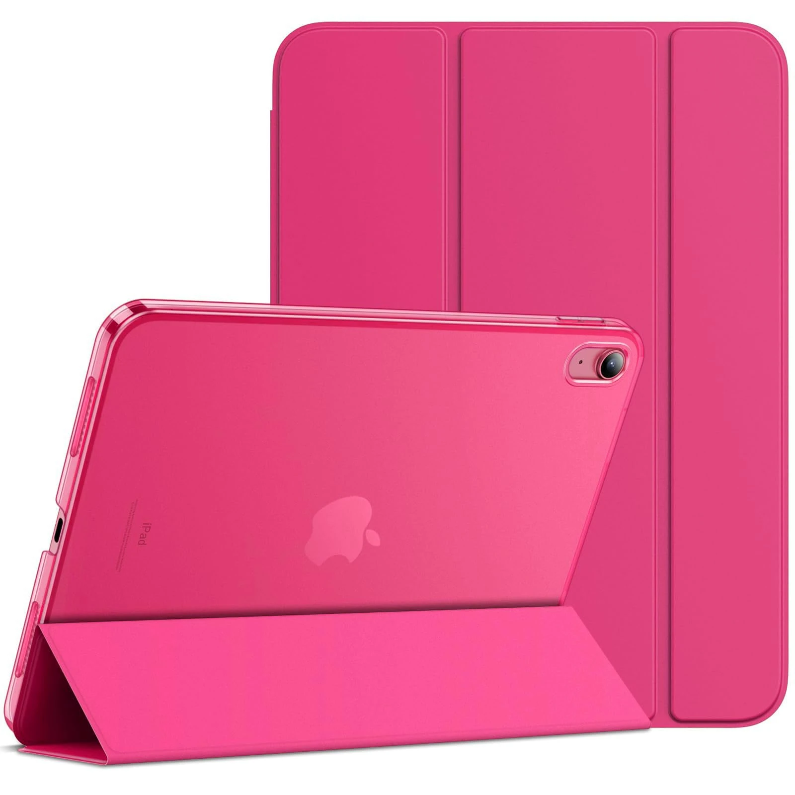 AM Case for iPad (A16) 11th Generation 11 Inch 2025/ iPad 10th Generation 10.9 Inch 2022, Slim Stand Cover, Auto Wake/Sleep Smart Folio with Hard PC Translucent Back Shell,Supports Touch ID (Pink)
