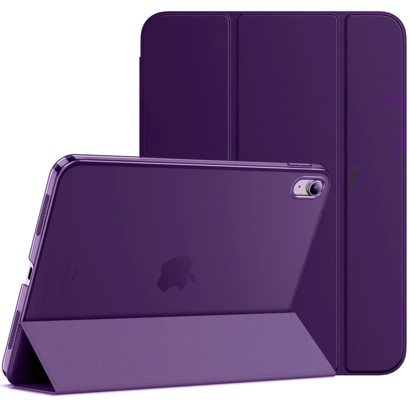 AM Case Smart Folio Stand For iPad A16 Case, Apple iPad 2025 11 Inch Case with Auto Wake/Sleep, iPad Cover 10th Generation 10.9 Inch 2022, Hard PC Translucent Back Shell, Supports Touch ID (Purple)