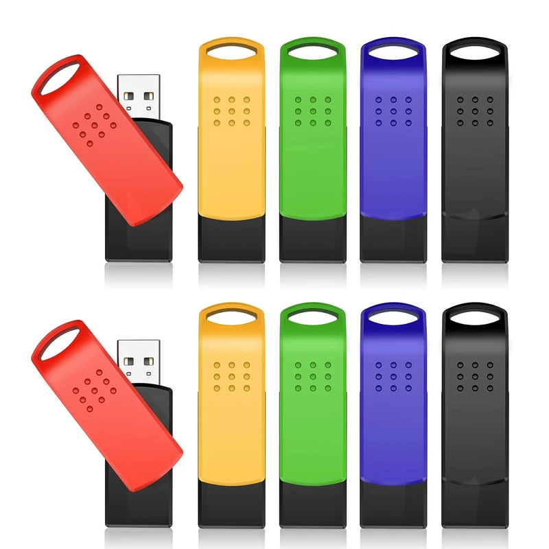 KEXIN 64GB USB Stick 10 Pack Memory Stick Memory Stick Swivel Storage for Computers – Green, Red, Black, Blue, Yellow