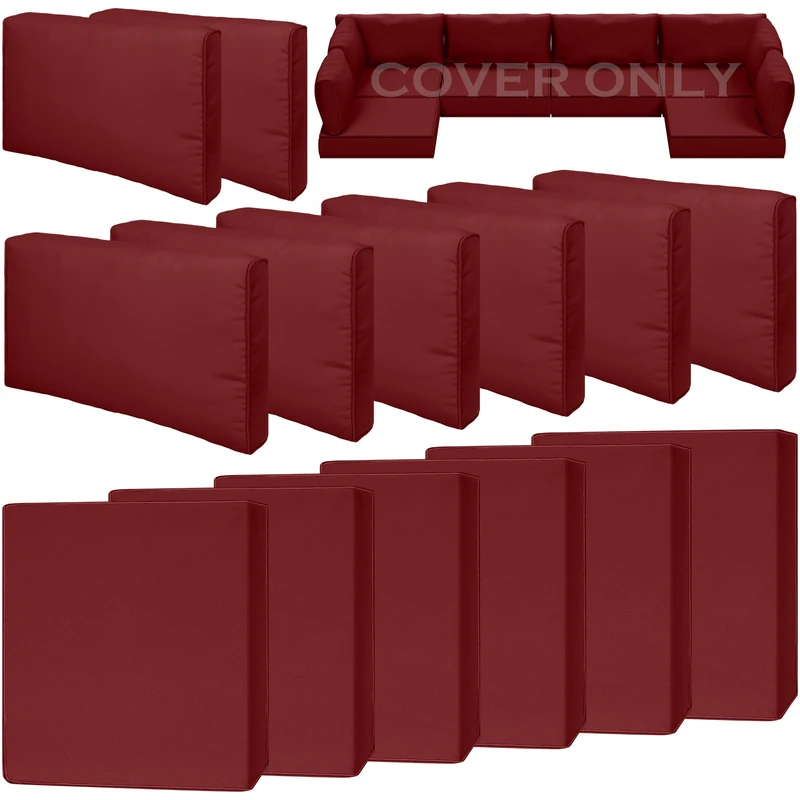 Cethytirko 14 Piece Outdoor Patio Waterproof Cushion Covers, Fits 6-Seat Wicker Rattan Sectional Couch Chair Furniture Cover Replacement Set - Fade-Resistant Patio Cushion Covers with Zipper