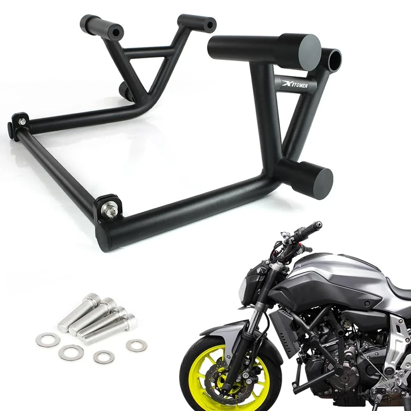 Xitomer Crash Cage Stunt Engine Guard Compatible with FZ-07 MT-07 2014-2024 FZ07 MT07 Drift Street Engine Guard Crash Bar Race Rail