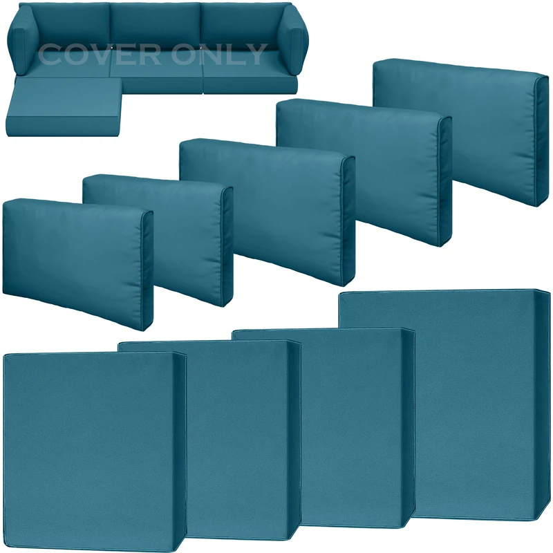 Cethytirko 9 Piece Outdoor Patio Waterproof Cushion Covers, Fits 4-Seat Wicker Rattan Sectional Couch Chair Furniture Cover Replacement Set - Fade-Resistant Patio Cushion Covers with Zipper