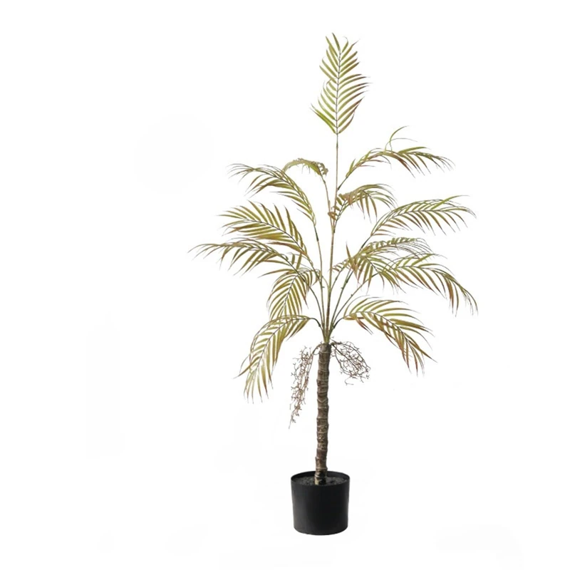 Zstar Artificial Palm Tree, 120 cm Artificial Plants, Large Artificial Palm Tree in Pot, Indoor Plants, Corner Decoration, Palm Fern for Living Room, Office, Patio, Red - Image 1