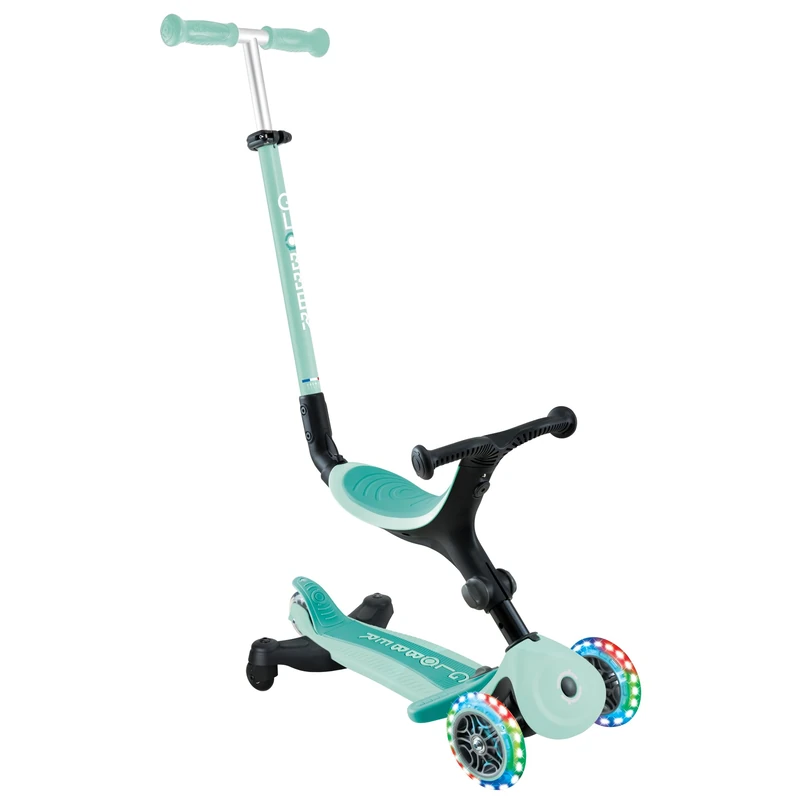 Globber GO UP Active Lights 360° - Evolution Scooter with Seat and Lights for Toddlers from 15 Months, Mint Green - Image 1