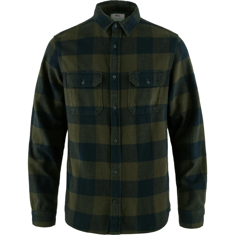 Fjallraven Mens Ovik Heavy Flannel Shirt - Deep Forest/Dark Navy