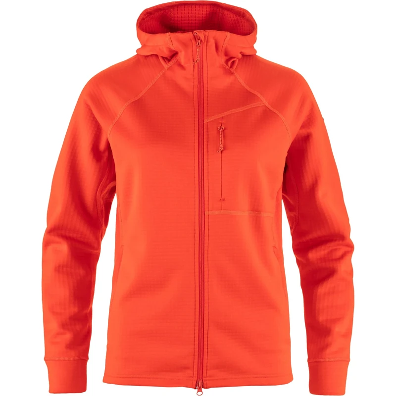 FJALLRAVEN 14600184-214 Abisko Grid Fleece Hoodie W Sweatshirt Women's Flame Orange Size XS