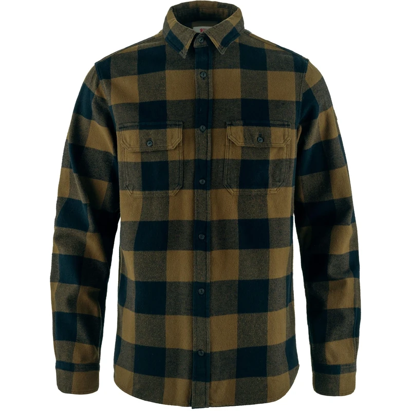 FJALLRAVEN 82978-265-555 Övik Heavy Flannel Shirt M T-Shirt Men's Wood Brown-Dark Navy Size L