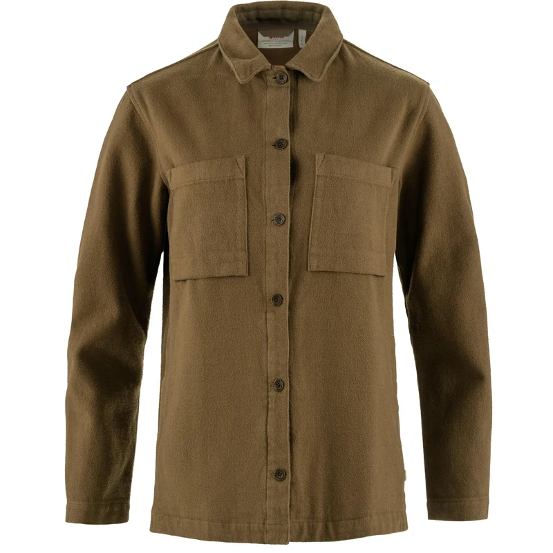 FJALLRAVEN Women's Singi Flannel Overshirt W T-Shirt, Wood Brown, M