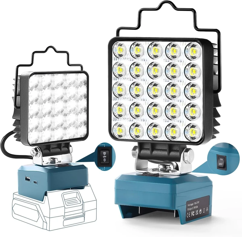 Tumnatt Cordless Work Light for Makita 18/20V 8000LM USB/Type-C Charge