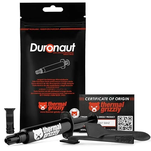 Thermal Grizzly Duronaut - 6 Gram - Enhanced Durability & High Performance Thermal Paste - for Maximum Thermal Conductivity While Overclocking CPU/GPU/PS4/PS5/Xbox