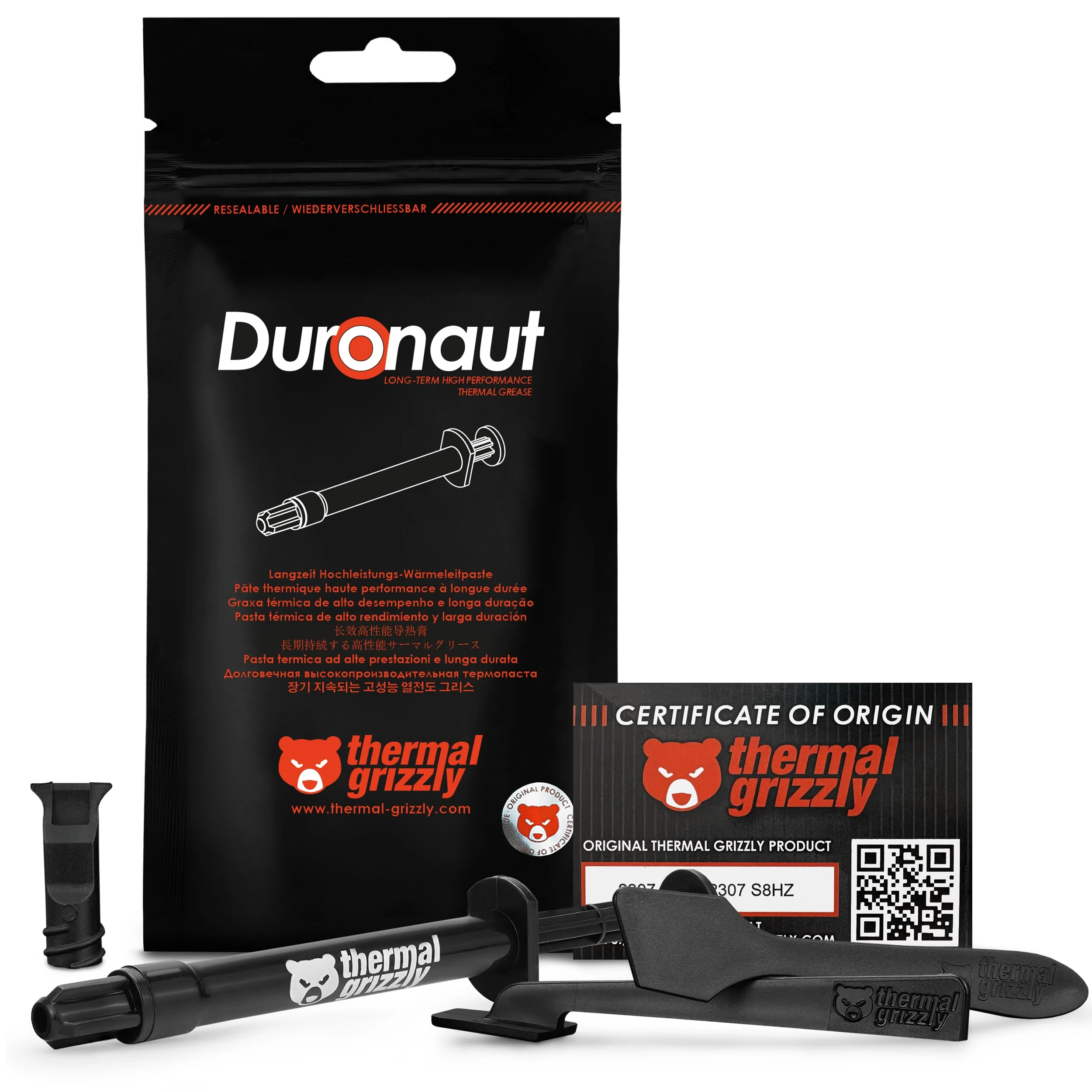 Thermal Grizzly Duronaut - 2 Gram - Enhanced Durability & High Performance Thermal Paste - for Maximum Thermal Conductivity While Overclocking CPU/GPU/PS4/PS5/Xbox