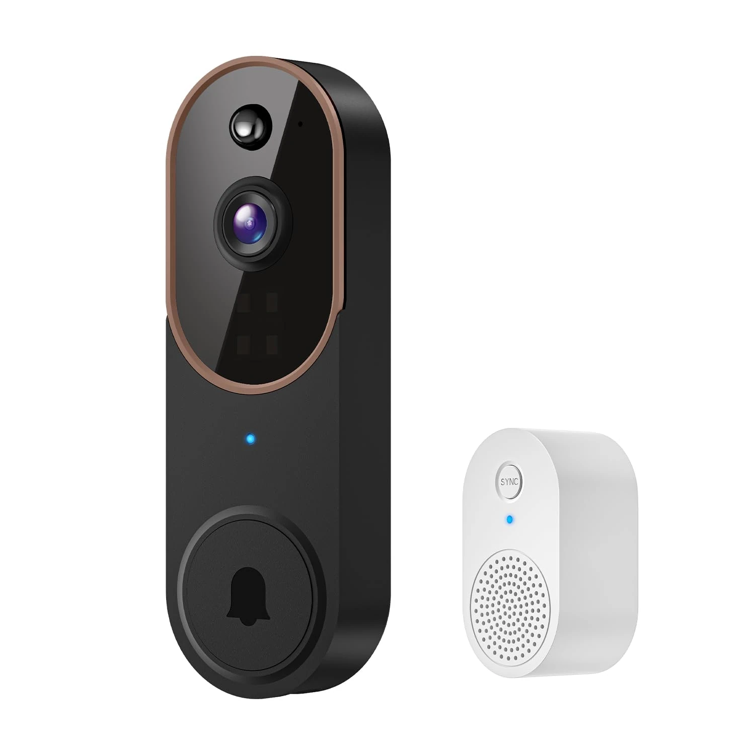 Wireless Smart Video Doorbell with Live View, AI Human Detection, 2-Way Audio, Night Vision, Doorbell Receiver, Cloud Storage (Sold Separately), 2.4G WiFi, Cloud Storage Sold Separately (Brown)