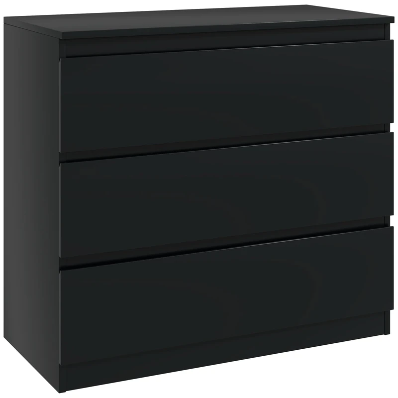 HOMCOM Chest of Drawers, 3-Drawer Storage Organiser Unit for Bedroom, Living Room, 80 x 39 x 73cm, Black