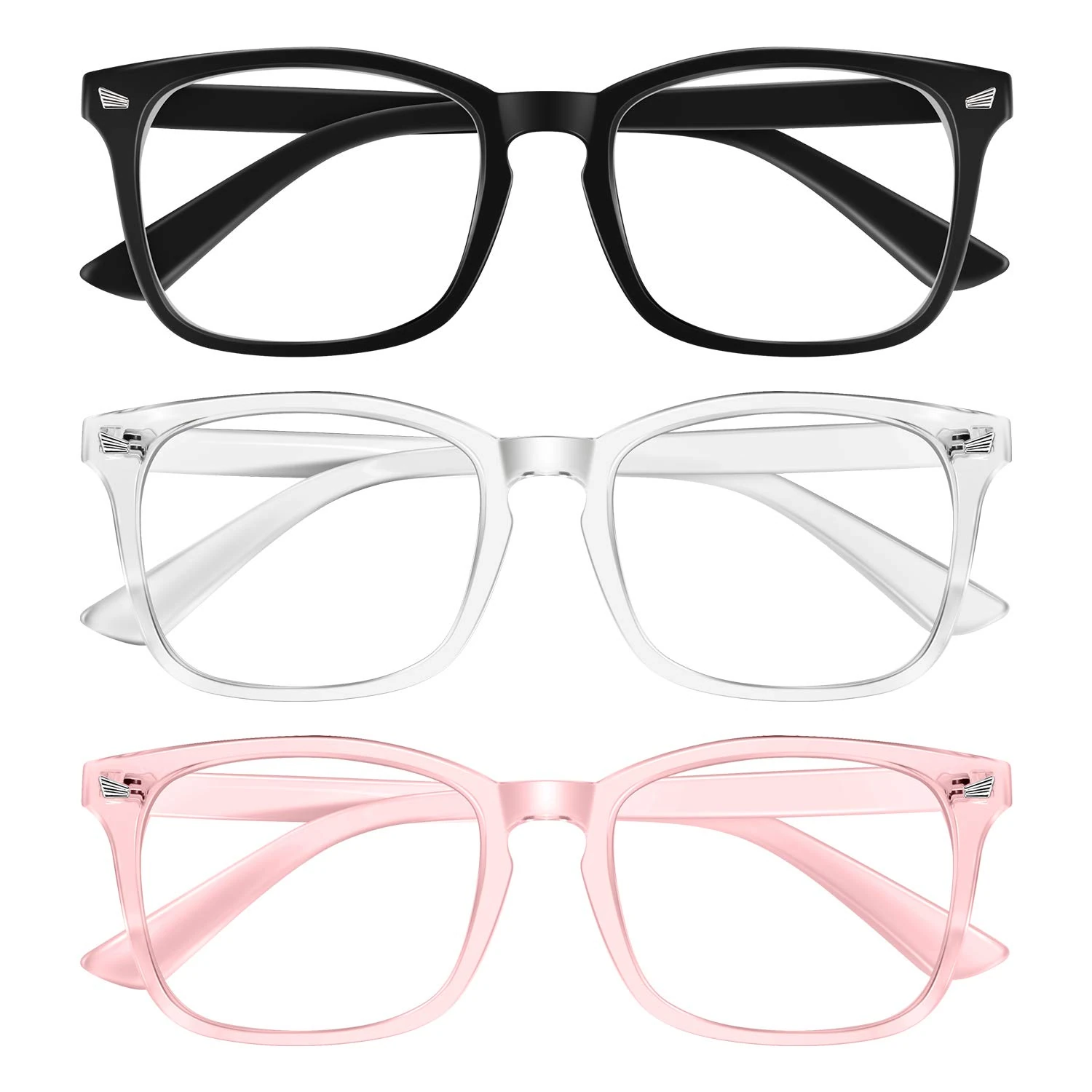 Blue Light Blocking Glasses for Women Men Fashion Computer Screen Gaming TV Phones Anti Eyestrain & UV Glare Glasses 3 Pack