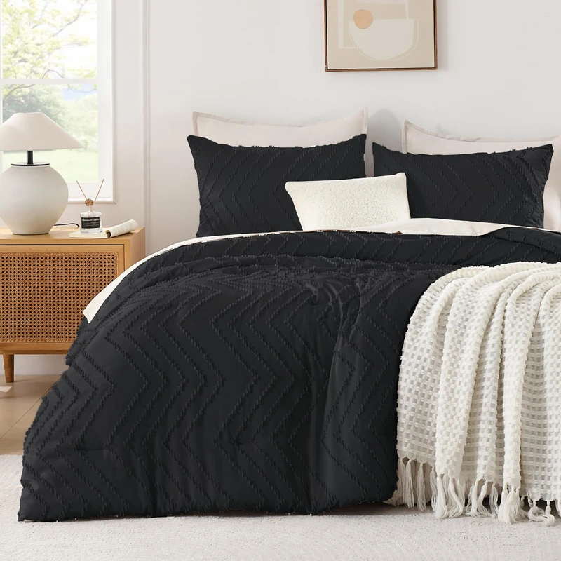 Andency Black Oversized King Comforter Set 120x98 Extra Large