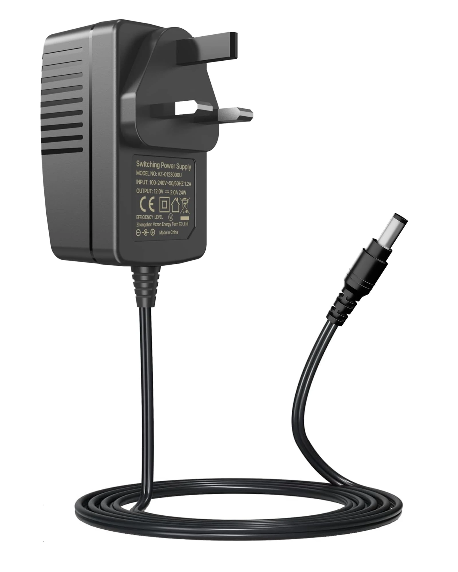 12V 2A CCTV Power Supply Adapter AC 100-240V to DC 12V Transformer 2.1mm X 5.5mm with 4ft/1.2m Lead, for Audio/Video, Router, Security Camera,LED Lights