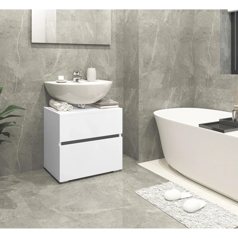 Dorel Home Furnishings Wisla Sink Cabinet 60cm with 1 Flap/1 Drawer White