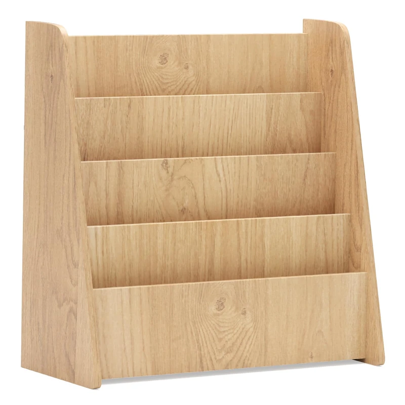GYMAX Kids Bookcase, 4-Tier Wooden Children Bookshelf with Deep Compartments, Toddler Book Storage Rack for Kid's Room Kindergarten (Natural)