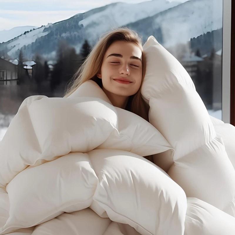 Wellos Down Duvet 135 x 200 cm All-Year 100% Cotton 4-Season Duvet 135 x 200 cm with Goose Down and Feathers High Fluffy 3D Baffle Box for Medium Warmth