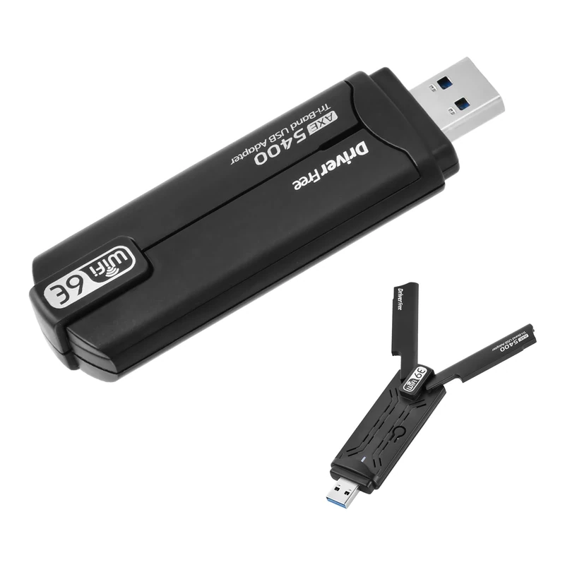 Focenat AX5400 USB WiFi 6 Adapter for PC, WiFi Dongle USB 3.0 for Windows 10/11, WiFi Adapter with Tri-Band 2.4G/5G/6G and WPA3 Encryption, Wireless WiFi Adapter for PC/Desktop/Tablet/Laptop