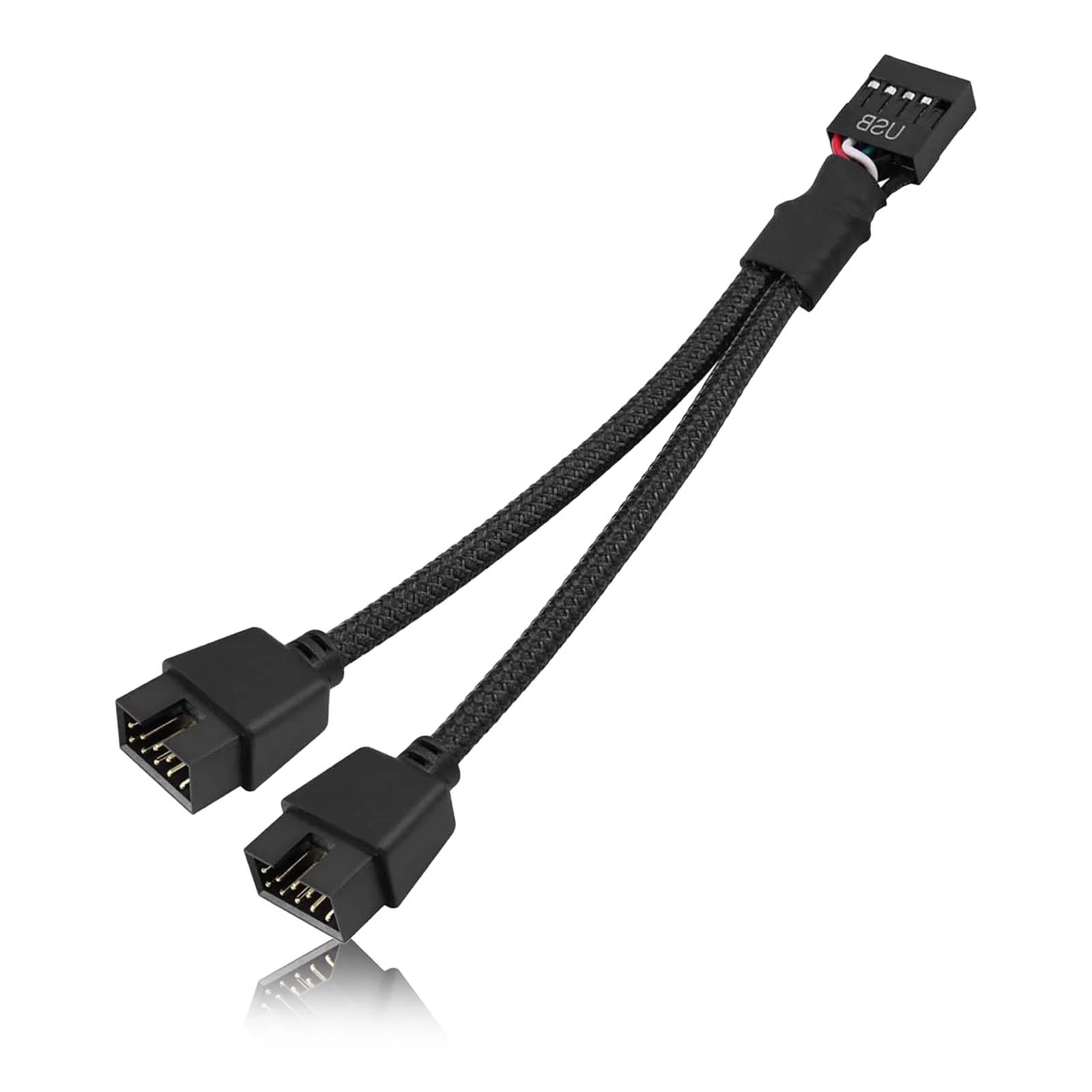 Zhowyeemeng USB 2.0 9-Pin Header Splitter Cable, Internal Motherboard USB 2.0 Extension, Female to Dual Male 9-Pin Connector, Shielded & Nylon Braided for PC Build – UK Stock