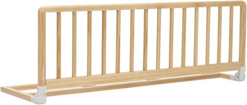 Safety 1st Wooden Bed Rail 110 cm, Bed Guard for Toddler Bed, 18 Months – 5 Years, Reclining Toddler Bed Rail, Automatic Lock, FSC® 100% Certified Wood, Easy to Fold and Store, Natural Wood
