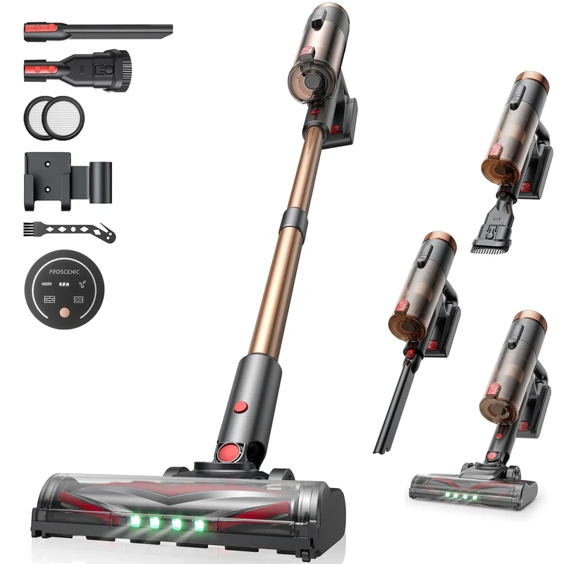 Proscenic P11 Ultra Cordless Vacuum Cleaner, 500W/45Kpa 45Min Self-Standing Hoover Cordless Powerful, Stick Vacuum with Wall Mount, Anti-Tangled Rechargeable Lightweight for All Floor Carpets Pet Hair