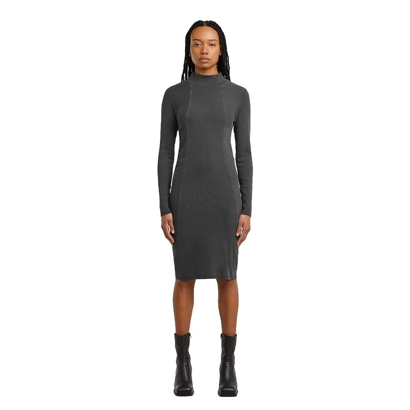 G-STAR 8721136008785 Washed Slim Rib Dress Women's, Black (Dk Black Gd D27164-e127-b564), XXS