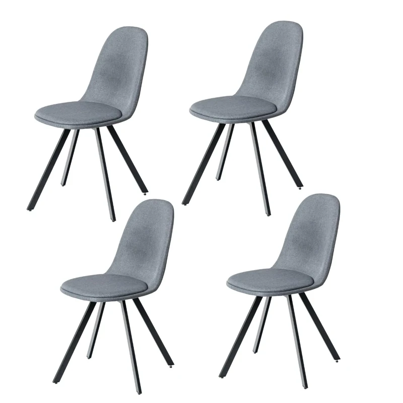 FurnitureR 4PCS Dining Chairs for Dining Room Living Room with Backrest Upholstered Seat Solid Metal Legs, Slubbed Grey
