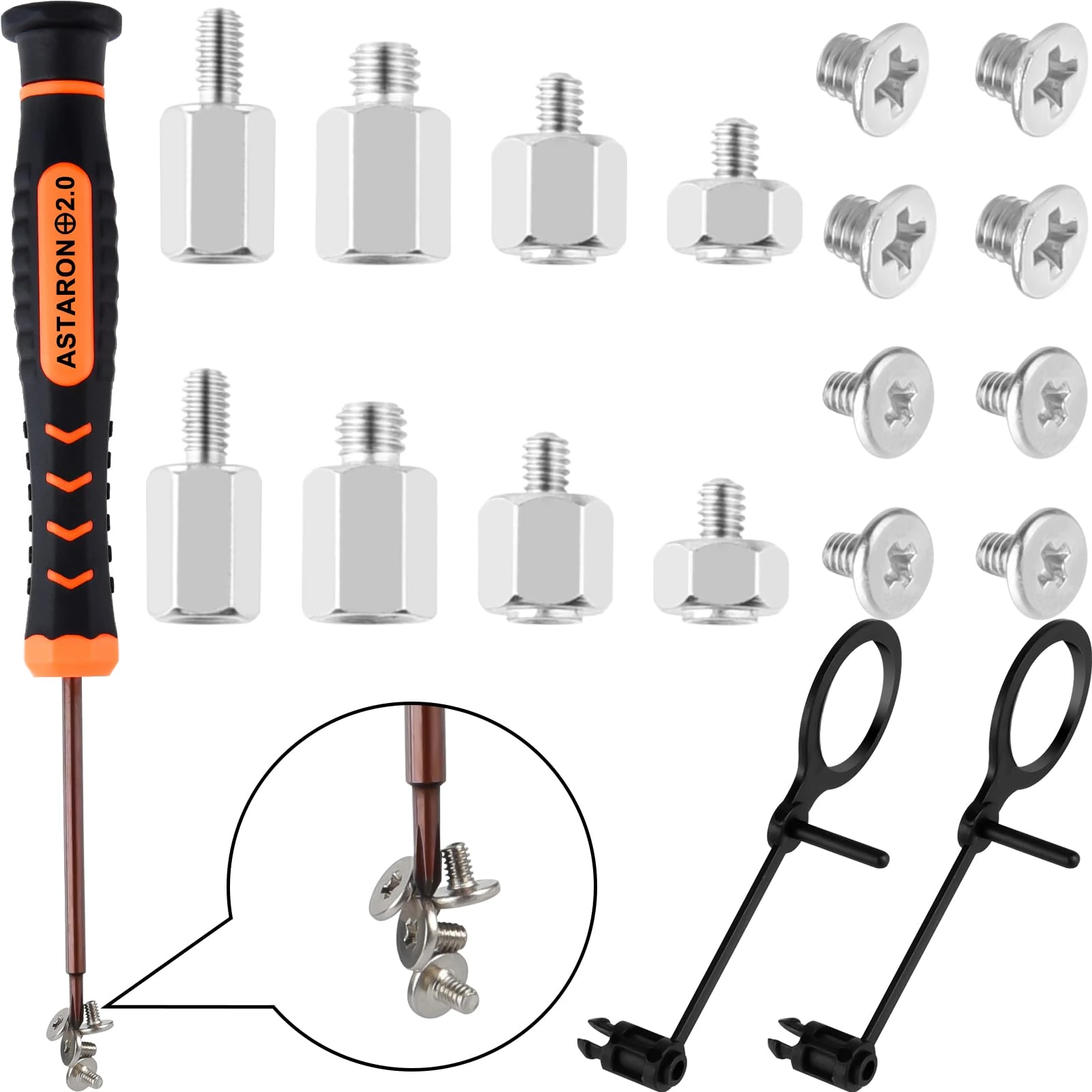 ASTARON M.2 SSD Screws Kit, PCIe NVMe M.2 SSD Mounting Screw Kit for Asus, Gigabyte, ASRock, or MSI motherboards