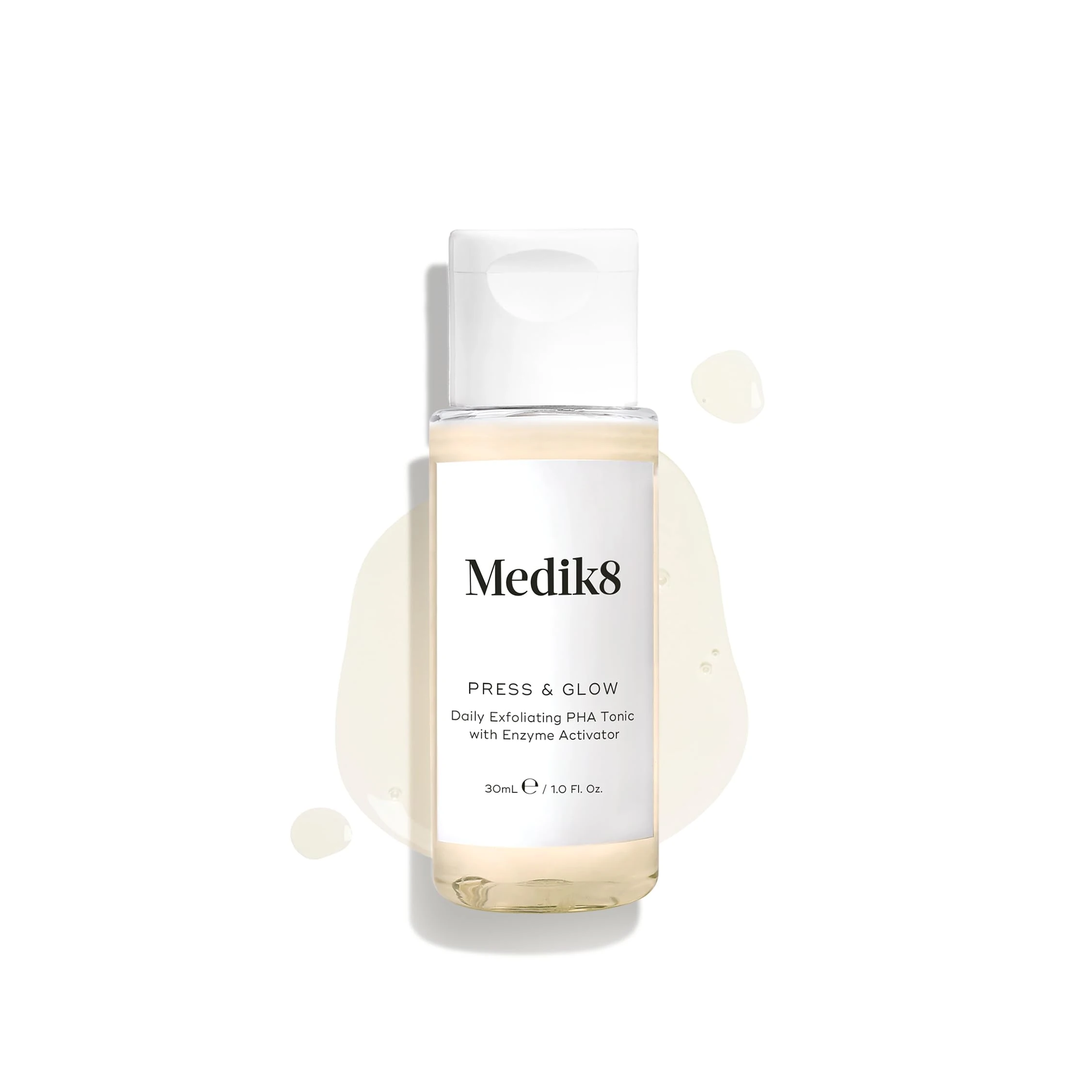Medik8 Press & Glow Travel Size - Daily PHA Exfoliating Facial Toner - Smooths Skin Surface & Boosts Skin Radiance - All Skin Types - 30ml