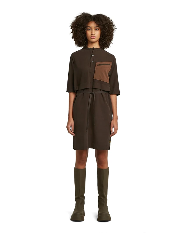 G-STAR Half Placket Shirt Dress LS WMN, Deep Brown D26962-d522-a926, S