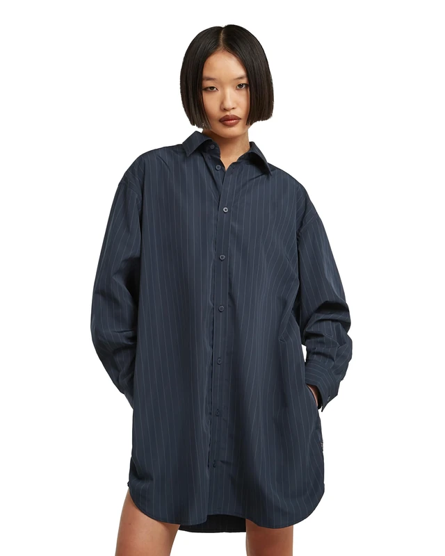 G-STAR 8721136008785 Oversized Woven Dress ls wmn, Multicoloured (India Ink Pinstripe D26979-e084-h579), L