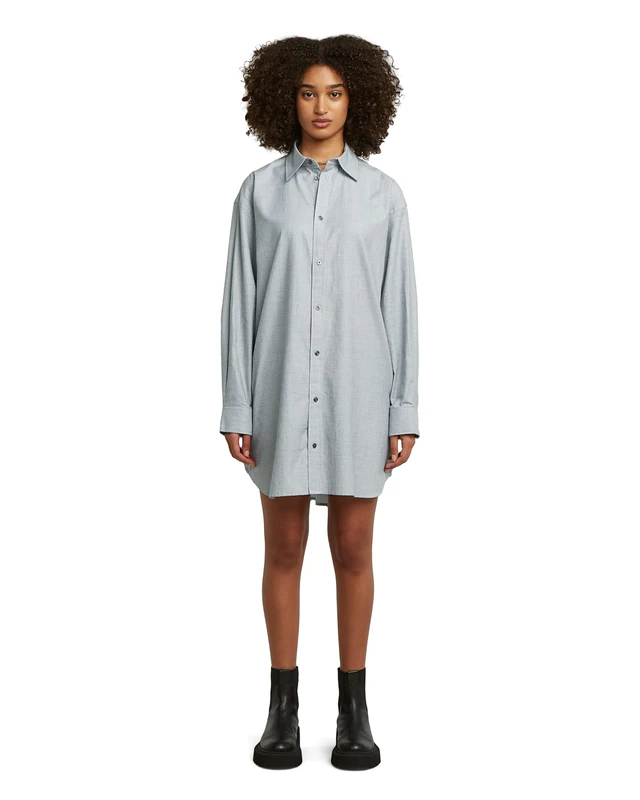 G-STAR 8721136008785 Oversized Woven Dress ls wmn, Multicoloured (Salute/White Oxford D26979-c290-h511), S