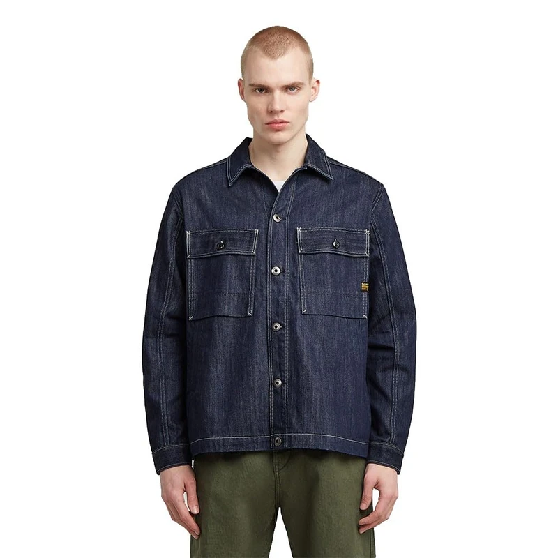 G-STAR Men's Mosa Overshirt Jacket, Blue (Stay raw Denim D26462-D577-D926), S