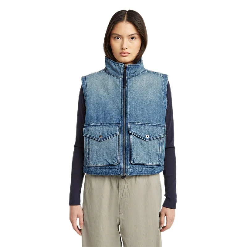 G-STAR 8721136008785 2-piece padded zip vest wmn, Blue (antique faded thames D26944-E090-G924), S