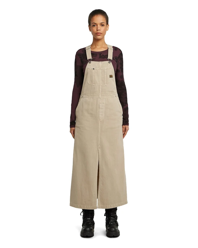 G-STAR 8721136008785 Dungaree Dress SL Wmn, Beige (Dk Brick Gd D26965-e078-d848), XS