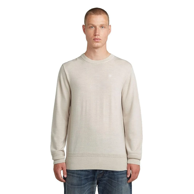 G-STAR Men's Premium Core R Knit Sweater, White (Whitebait D27686-b692-1603), M