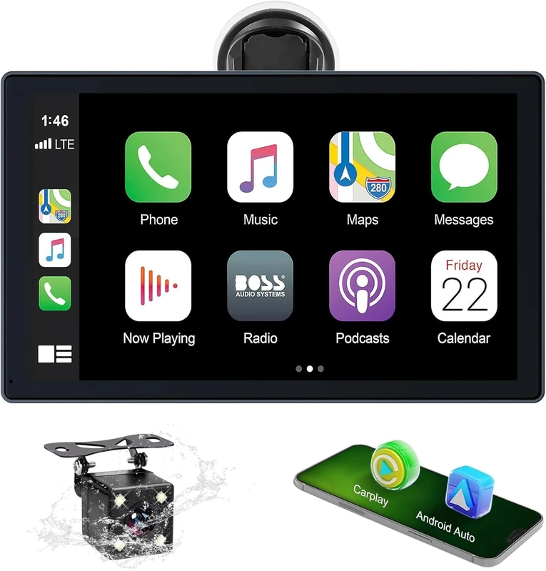 Car Stereo,9 Inch CarPlay Screen for Apple Car play & Android Auto,Portable Car Player Wireless Car Play Screen with Voice Control, Suitable for Most Vehicles (9 Inch +Camera)