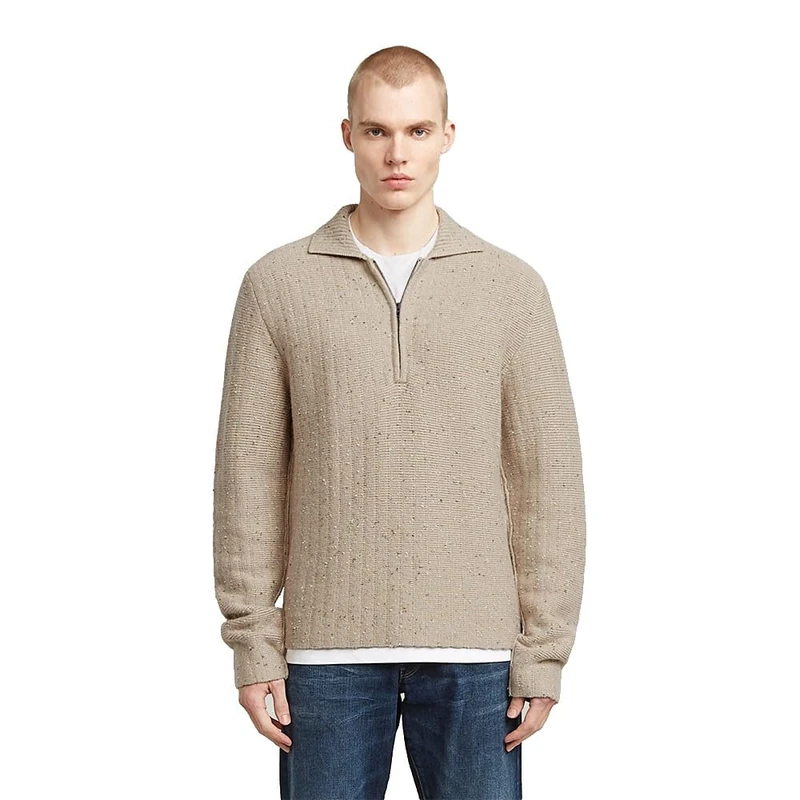 G-STAR Men's Polo Collar Half Zip Knit Sweater, Beige (Dk Brick D26740-d754-1214), XL