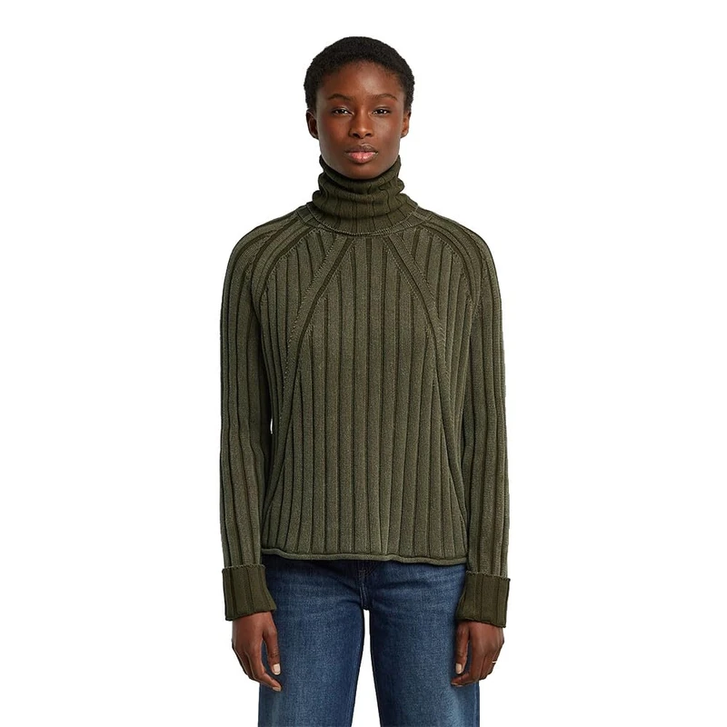 G-STAR Washed Loose Turtle Knit Women's, Green (Dark Olive Gd D27172-d630-c793), XS