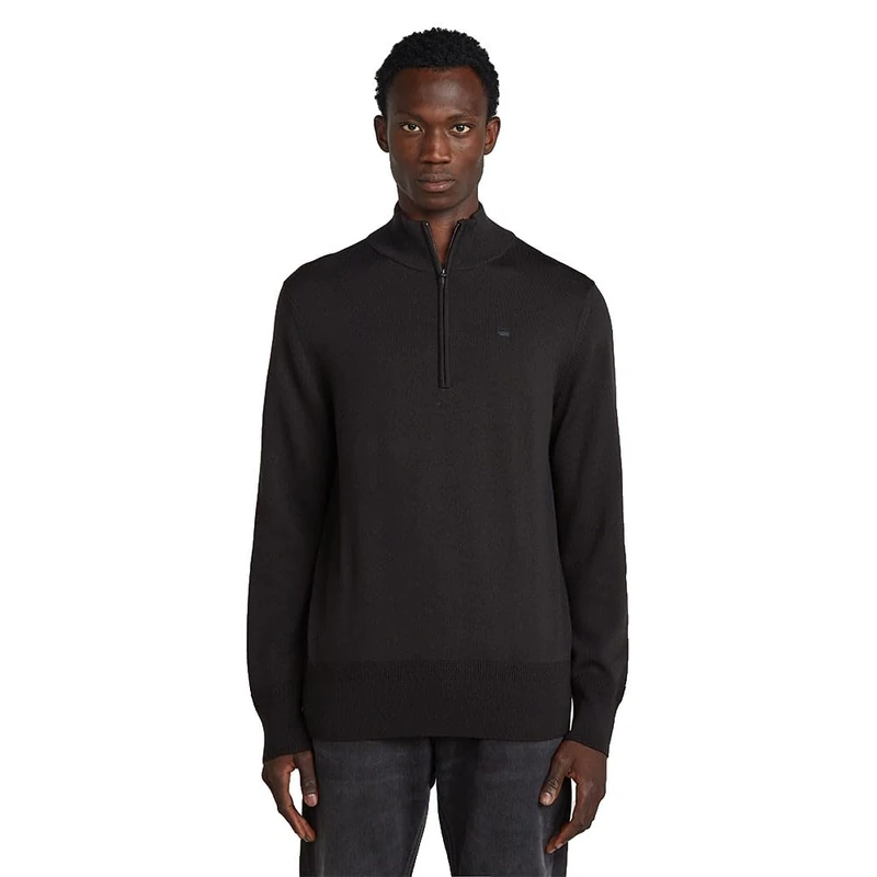 G-STAR Men's Premium Core Half Zip Knit Sweater, Black (Dk Black D27710-b692-6484), XS