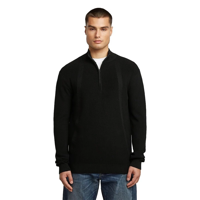 G-STAR Men's Structure Half Zip Knit Sweatshirt, Black (Dk Black D26726-C868-6484), XS