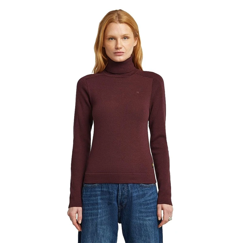 G-STAR 8719965012981 Core Turtle Slim Knit Women's, Red (Maroon D27713-b692-671), M