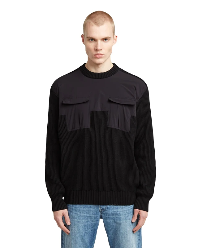 G-STAR 8719965012981 Woven Mix R Knit, Black (Dk Black D26725-c868-6484), L